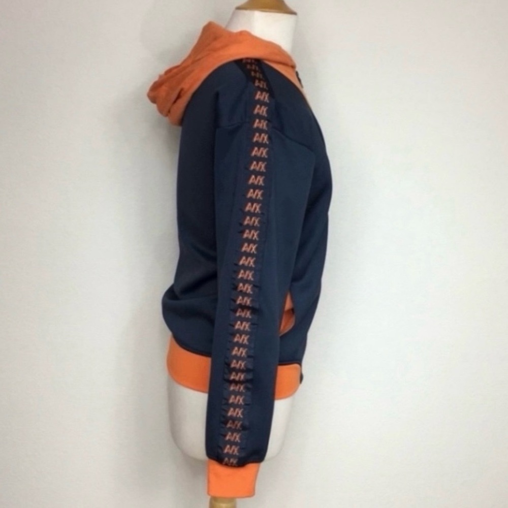 A/X Armani Women's Exchange Navy Orange Logo Zip Hooded Track Jacket Size Small - Picture 4 of 16